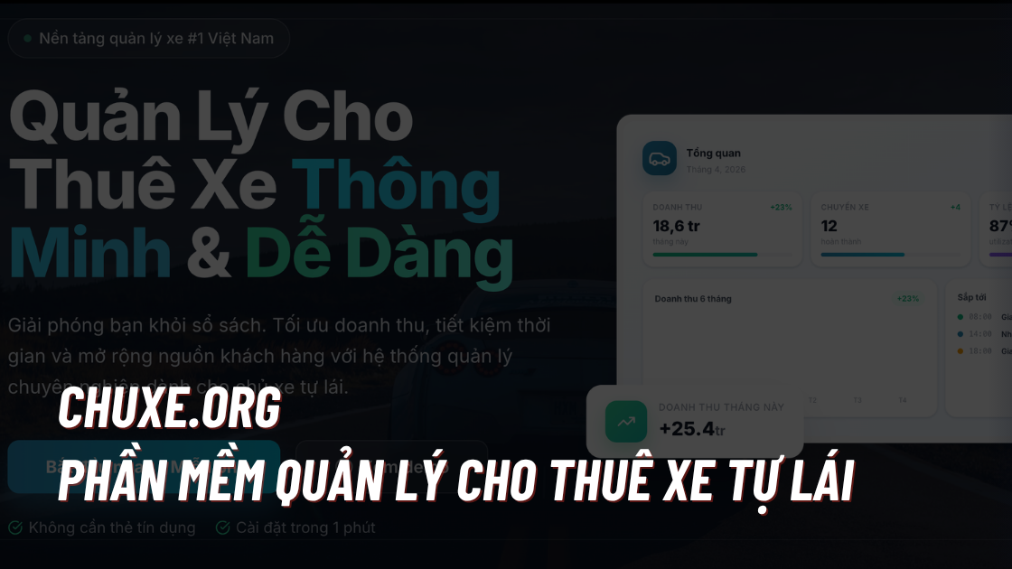 ChuXe.org – Phần mềm quản lý cho thuê xe tự lái giúp chủ xe vận hành chuyên nghiệp và tăng doanh thu