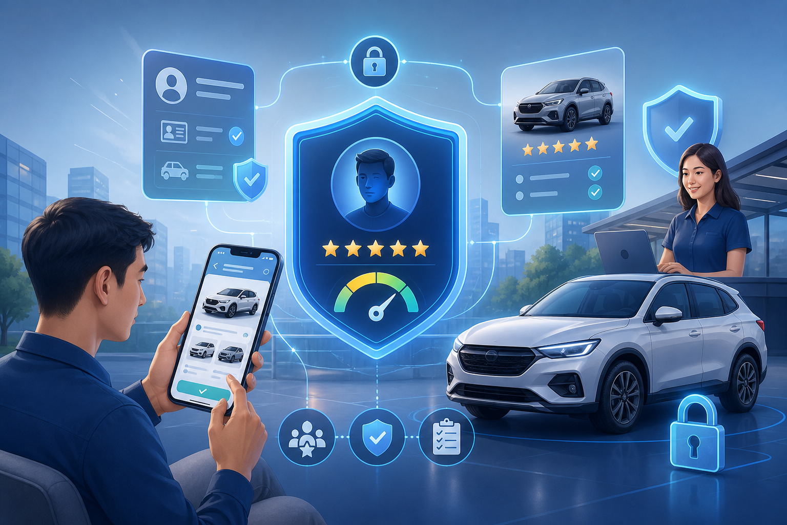 RentID Score, hồ sơ uy tín, người thuê xe, thuê xe trực tuyến, đánh giá người thuê, công nghệ thuê xe, an toàn thuê xe, dịch vụ cho thuê xe, hồ sơ cá nhân, tối ưu hóa hồ sơ, bảo mật thông tin, xu hướng thuê xe.