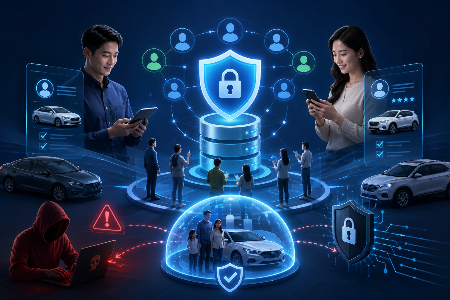dữ liệu cộng đồng RentID, chủ xe chia sẻ thông tin, thông tin khách thuê, lừa đảo trực tuyến, an ninh mạng, bảo mật thông tin, phòng chống lừa đảo, lợi ích chia sẻ dữ liệu, an toàn số, RentID, giao dịch an toàn, cộng đồng thuê xe.