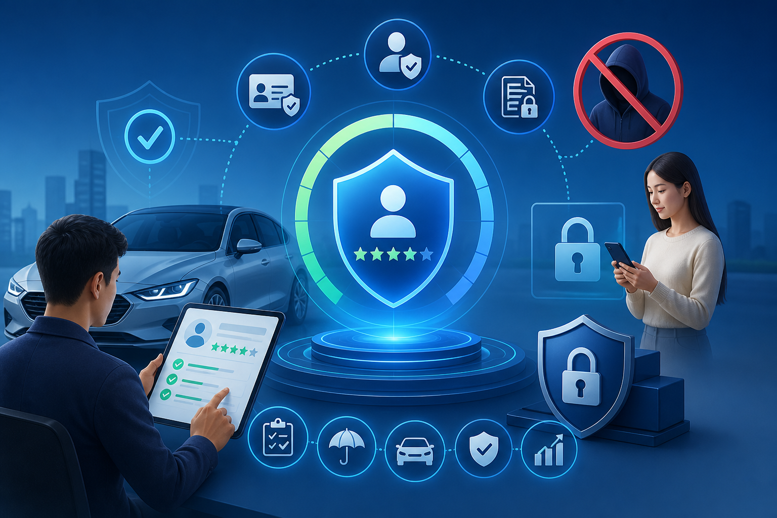 RentID Score, điểm uy tín khách thuê, bảo mật thông tin, phòng chống lừa đảo, an toàn số, đánh giá khách thuê, chủ xe, quản lý rủi ro, dịch vụ cho thuê xe, bảo vệ tài sản, tiêu chí cho thuê, tín nhiệm khách hàng