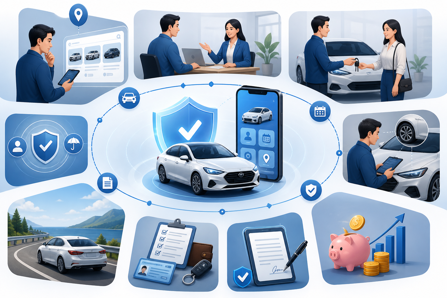 quy trình cho thuê xe, cho thuê xe tự lái, nhận khách cho thuê xe, bàn giao xe, hướng dẫn cho thuê xe, thủ tục cho thuê xe, dịch vụ cho thuê xe, kinh nghiệm thuê xe tự lái, lưu ý khi thuê xe, hợp đồng cho thuê xe, xe tự lái giá rẻ, đảm bảo an toàn khi lái xe.