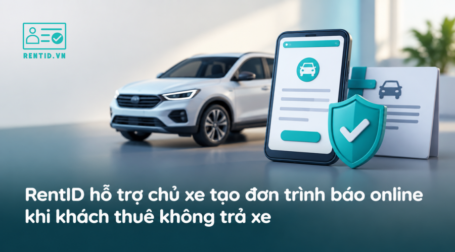 RentID hỗ trợ chủ xe tạo đơn trình báo online khi khách thuê không trả xe